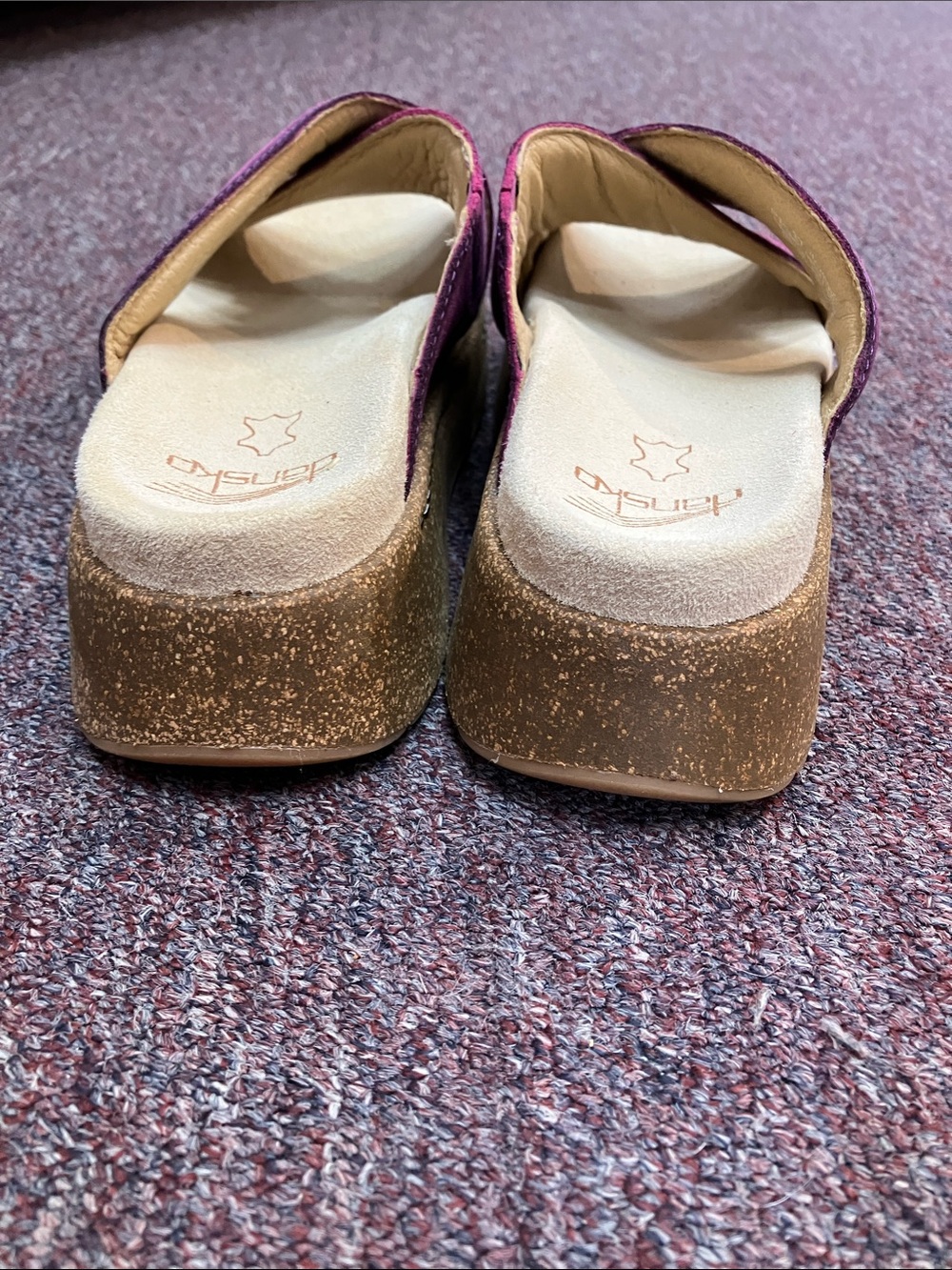 Dansko Bridget Plum Purple Suede Crisscross Wedge Slide Sandals Womens Size 37 - Picture 4 of 8